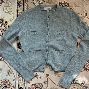 J. Crew Heather Gray Button-Up light weight cashmere Cardigan